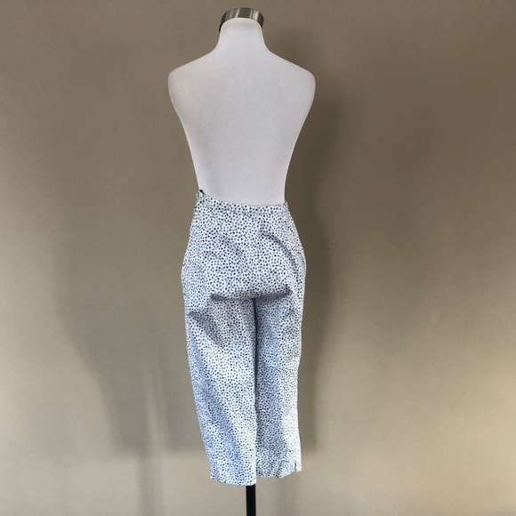 Stretchy Cotton Blue Floral Pedal Pushers Small Side Zipper SPORT - Picture 9 of 12